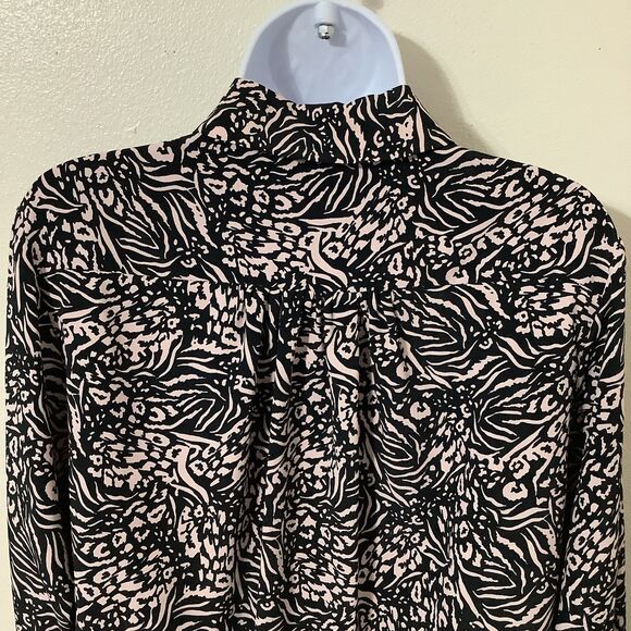 Topshop Funky Cheetah Zebra Animal Print Maximalist Button Up Blouse Size 4 - Picture 9 of 12